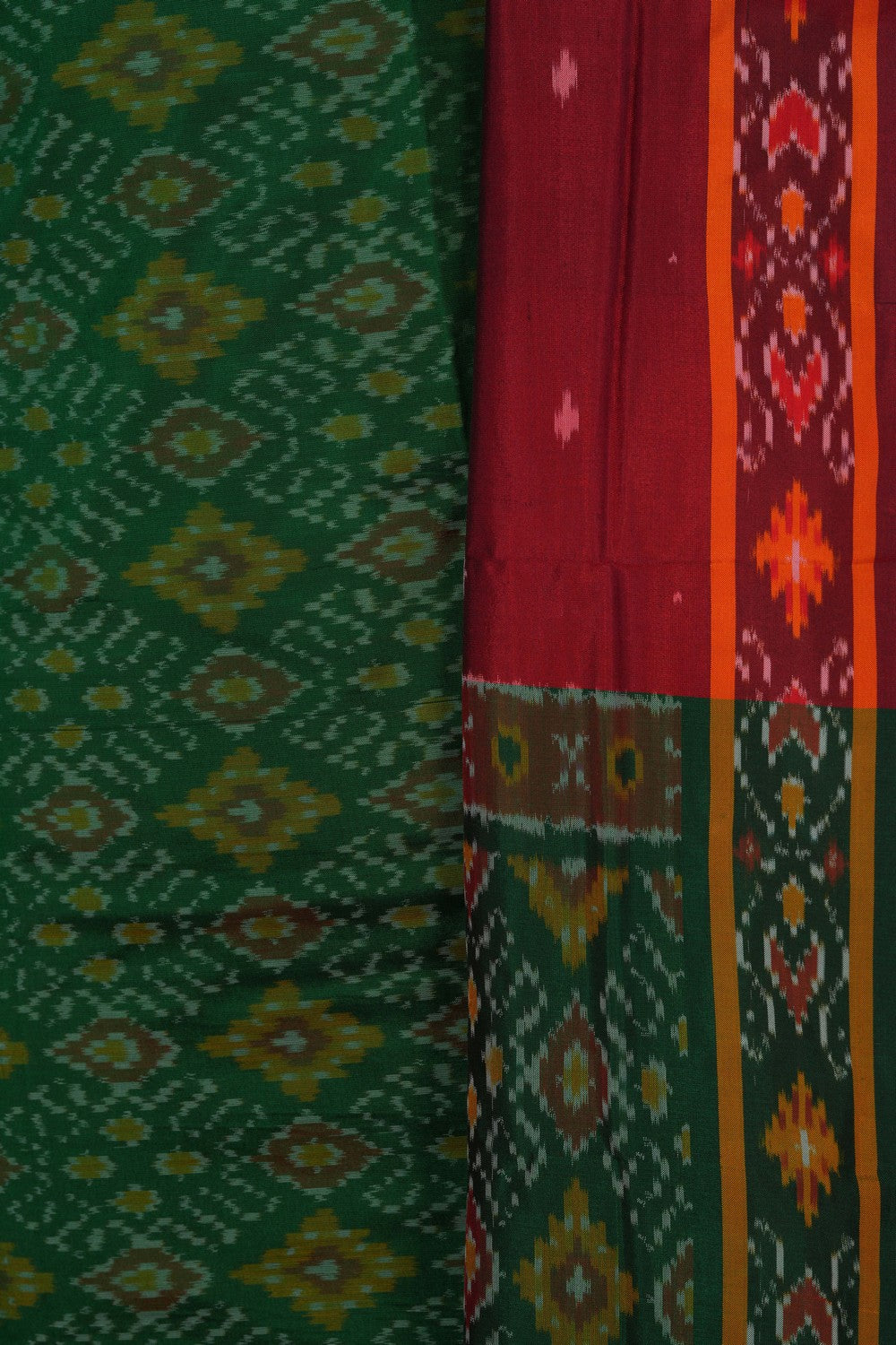 Image of Pochampally Ikat Unstitched Suit With Dupatta (3 Pcs Set)